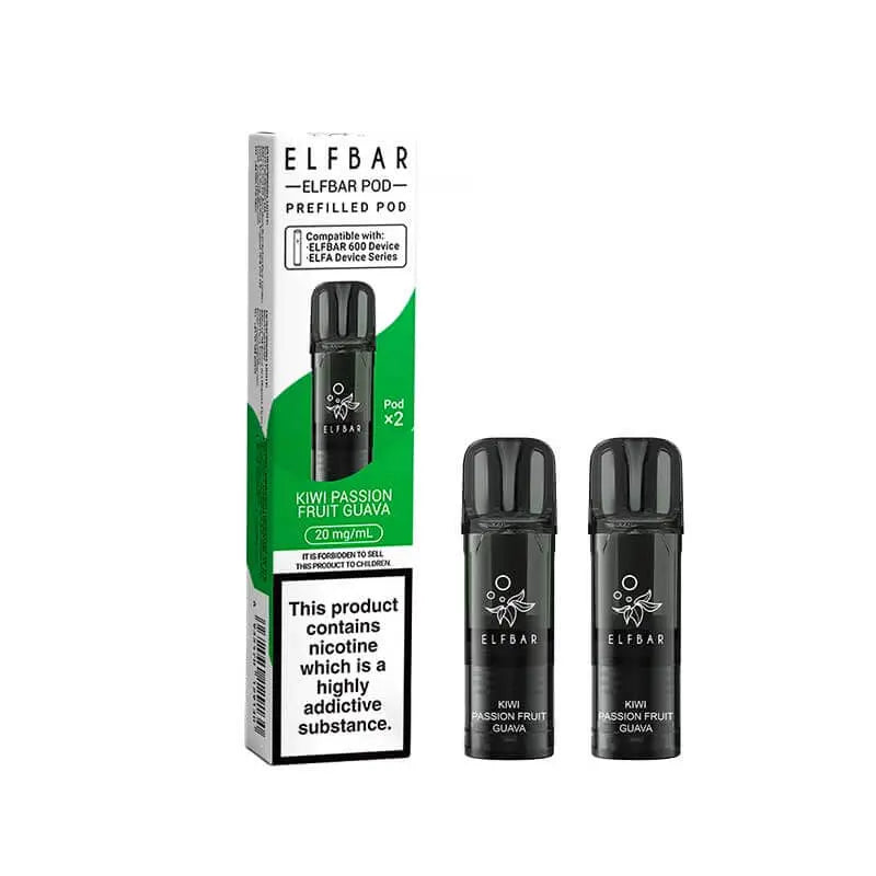 Elf Bar 600 Kiwi Passionfruit Guava Prefilled Vape Pods 20mg - 2PK ByronVapes