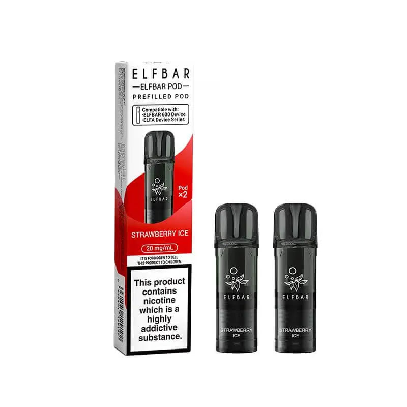 Elf Bar 600 Strawberry Ice Prefilled Vape Pods 20mg - 2PK ByronVapes