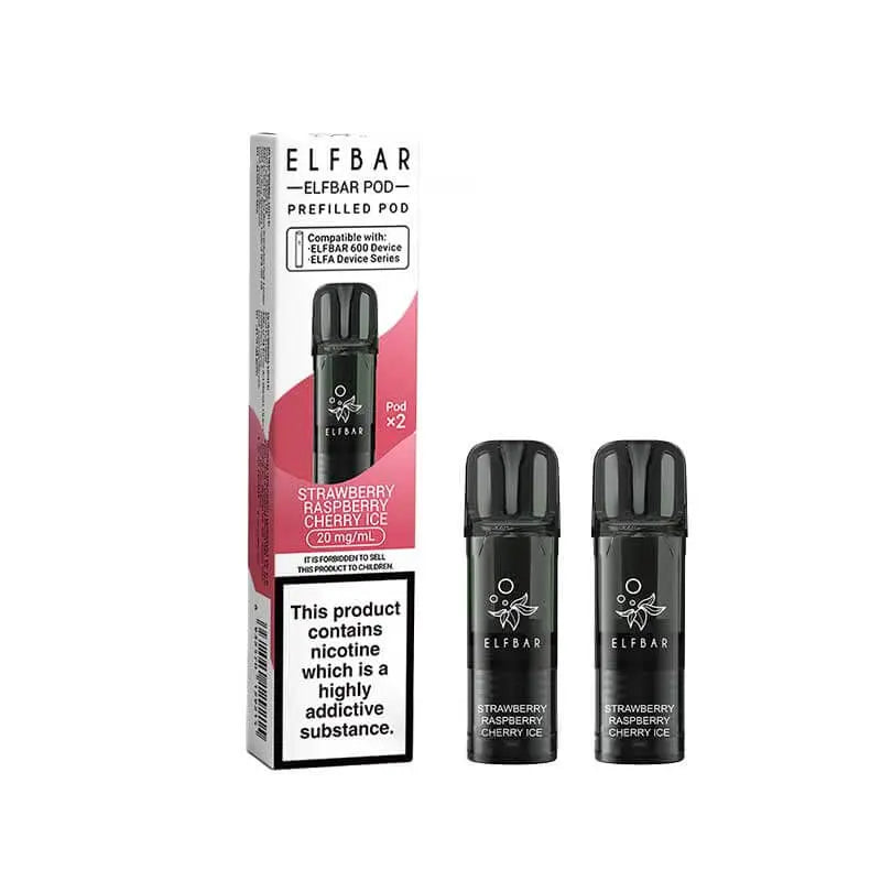 Elf Bar 600 Strawberry Raspberry Cherry Ice Prefilled Vape Pods 20mg - 2PK ByronVapes