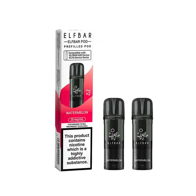 Elf Bar 600 Watermelon Prefilled Vape Pods 20mg - 2PK ByronVapes